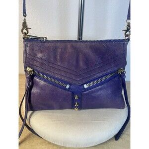 Botkier Trigger Purple Leather Moto Clutch Zip Front Studded Festival Crossbody